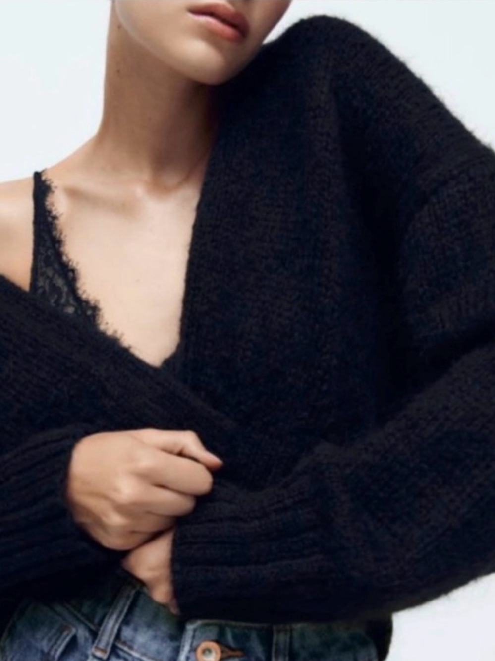 Zara Black Mohair Cardigan Size S
